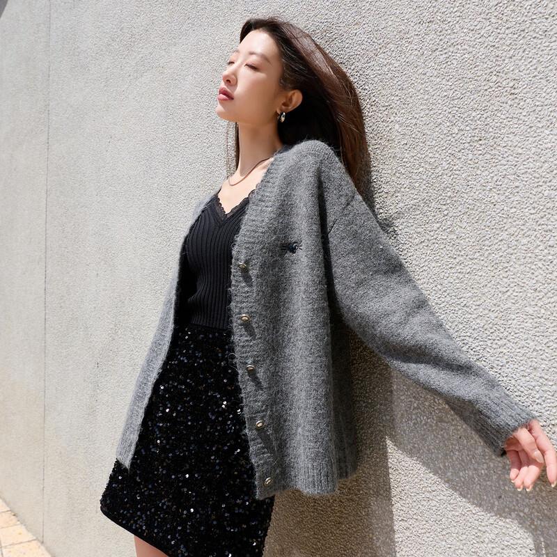 

Женский трикотажный кардиган Sancai большого размера с V-образным вырезом и длинным рукавом 2XL