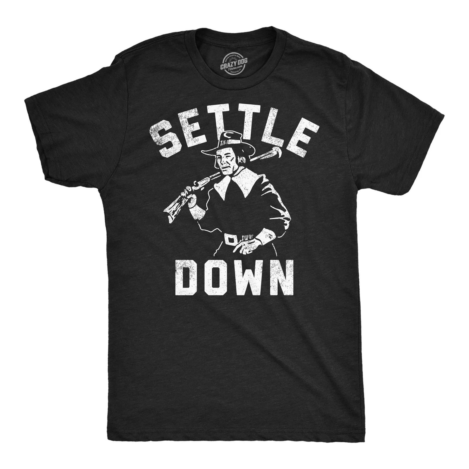 Mens Funny T Shirts Settle Down Sarcastic Thanksgiving Pilgrim Graphic Tee for L