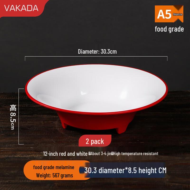 VAKADA Commercial Melamine Round Serving Plate (2-Pack)