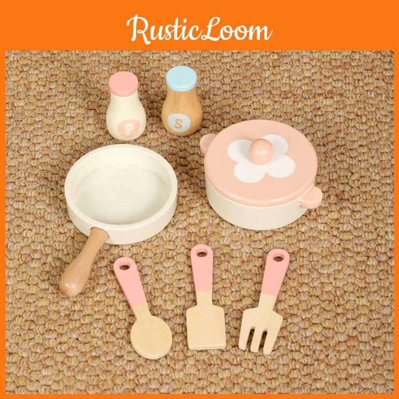 Simulation Kitchen Wooden Cooking Utensils Children Puzzle Toy Set For Kid Gift