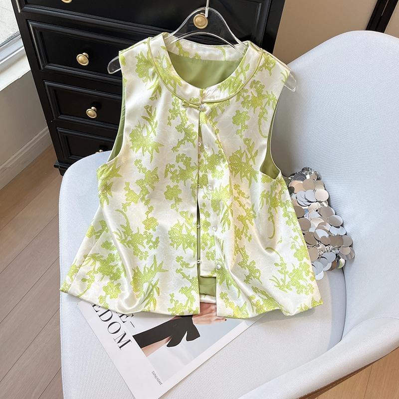 

6442 высококачественный внешний жилет женский весенне-летний ретро жаккардовый жилет топ 3XL ([Recommended 138-75kg])