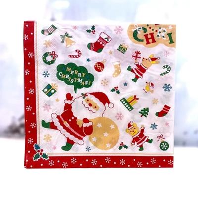 Disposable Party Napkin Double Layer 20 Pieces/Pack Cartoon Cat Christmas Pattern
