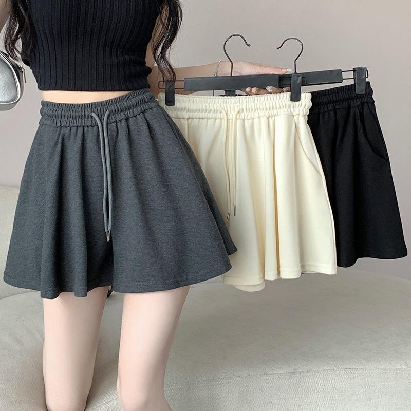 

Grey Sports Shorts for Women In Summer Loose Fit Slimming Casual High Waist Wide Leg A-line Hot Pants S абрикосовий