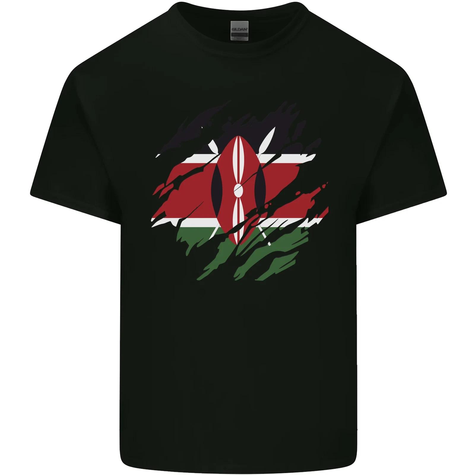 Torn Kenya Flag Kenyan Day Football Kids T-Shirt Childrens 3XL