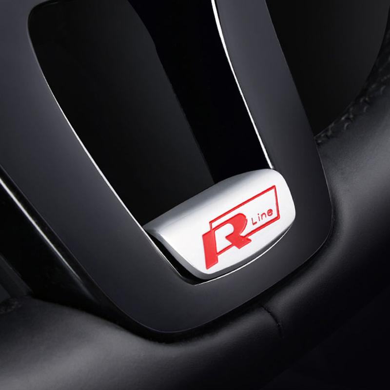 VW Valve Stems Caps 3D Metal Car Steering Wheel Emblem Stickers Decorative Cover For Volkswagen VW RLine R GTI Golf Amarok T5 Phaet EQ1