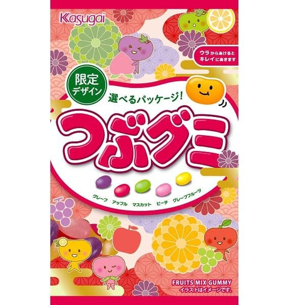 Kasugai Confectionery “Tsubu Gummi” 80g Four Types of Limited-time Crushable Gummy packages.Four Ty Four Types of Limited-time Crushable Gummy Package