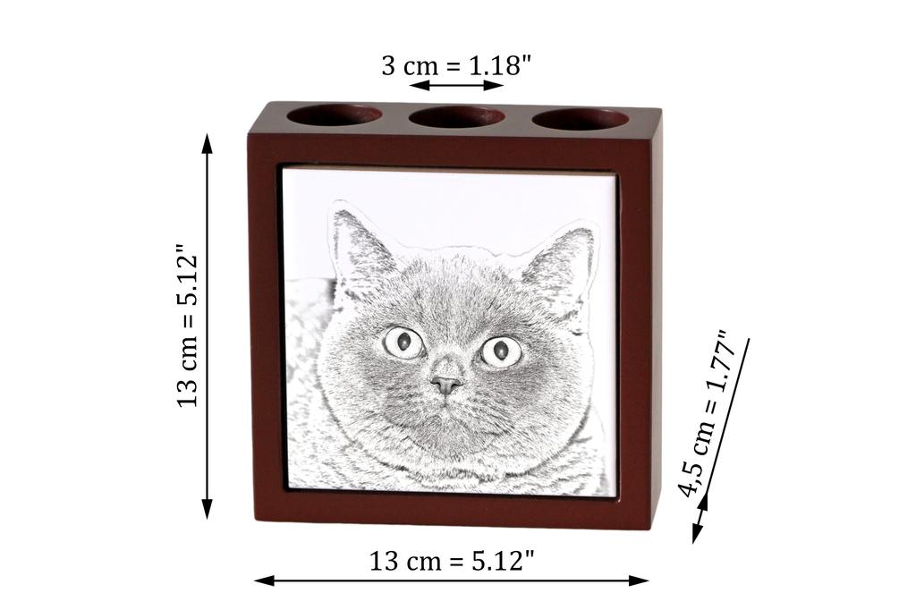 British Shorthair – Pen holder with a cat, desk organizer with a print | Art-Dog