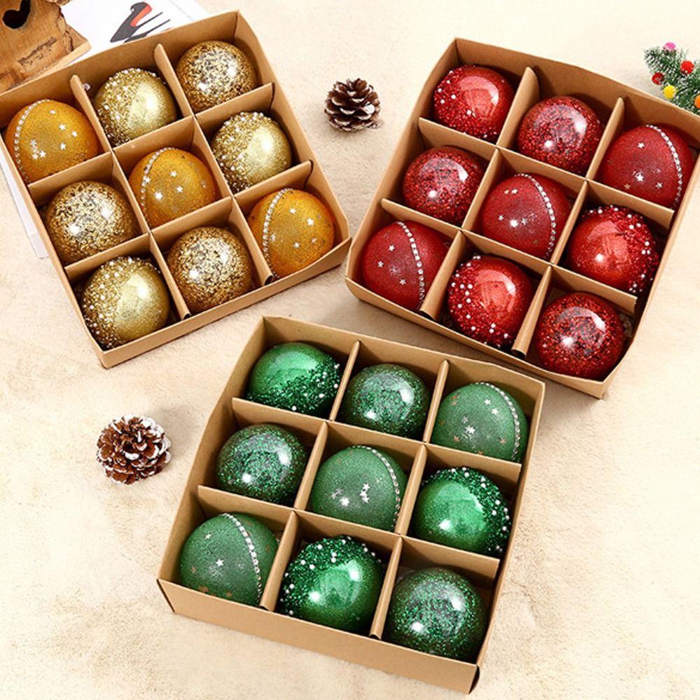 9 stücke PET Weihnachten Hängende Bälle 8cm Weihnachten Baum Ornamente Urlaub Festival Decor