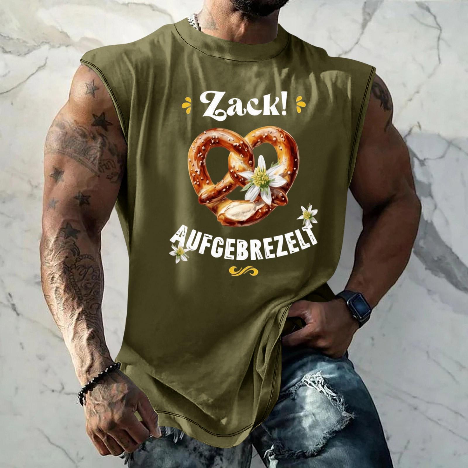 

Men Sleeveless Tank Top Loose Fit Casual Streetwear Printed Graphic Texture Vest for Sports Vacation Daily Wear L армия зеленый