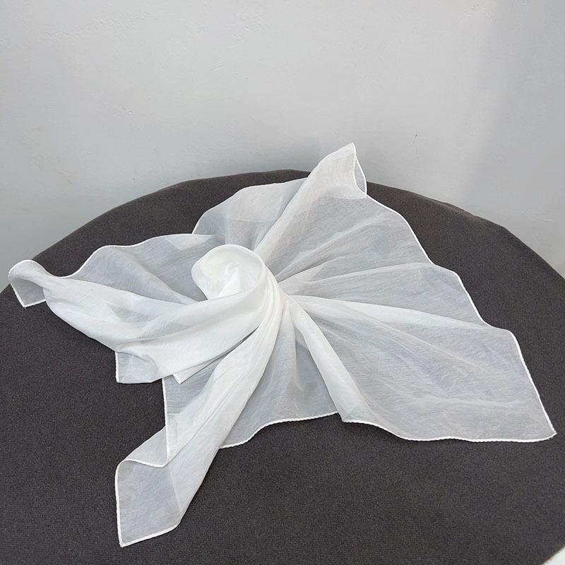 Popular Flax Plant Dyed White Scarf Summer Sunscreen Silk Silk Scarf Solid Color Cotton And Linen Shawl