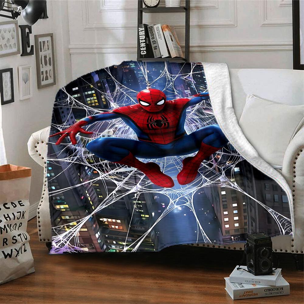 Spiderman Web Flannel Blanket Super Soft Warm Cozy Blanket For Sofa Bed Office Travel Allseason Home Decor Gift