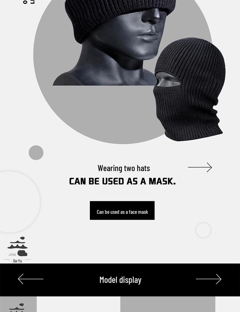 Balaclavă tricotată rezistentă la vânt pentru bărbați: Mască de față caldă pentru ciclism și căciulă de iarnă