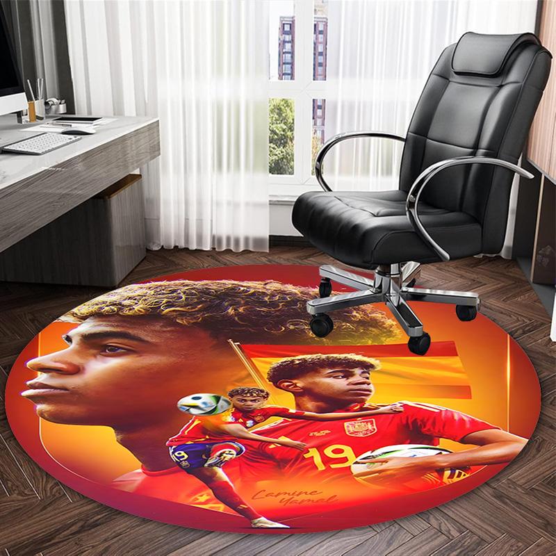 1pc Lamine Yamal  Carpet, Round Rug, Comfortable, Suitable for Entryways, Living Rooms, Office, And Bedrooms, Christmas Decoration