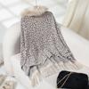 Women's Autumn and Winter Large Size Leopard Print Fur Collar Knitted Cardigan Loose Bat Sleeve Cape Sweater Top Women 6 Colors