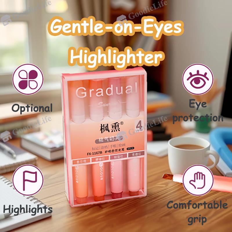 Morandi Pastel Highlighter Set Student Color Markers Large Capacity Eye Protection Fluorescent Pens