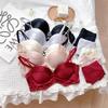 Pure Desire Girl Red Underwear Small Chest Push Up To Show Big Sexy Side Breasts Bra Set