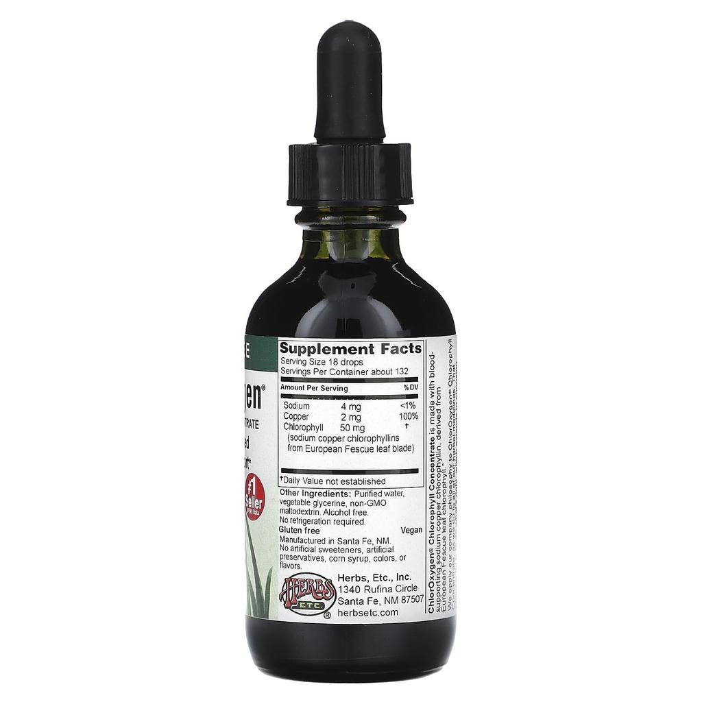 Herbs Etc., Chloroxygen®, Chlorophyll Concentrate, Alcohol Free, 59 Ml (2 Fl Oz)