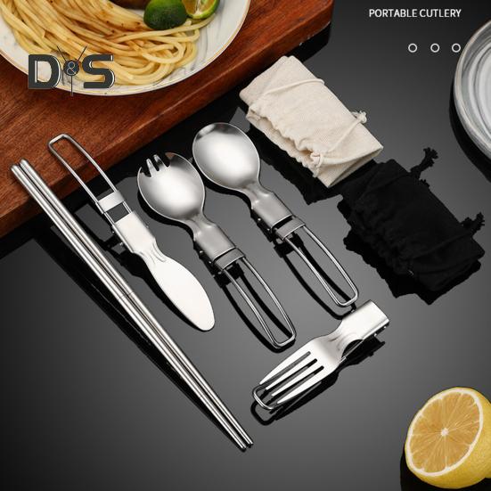 

3/5 шт., набор столовых приборов без заусенцев, с круглыми краями, прочный, для альпинизма, пешего туризма, кемпинга, сверхлегкая посуда