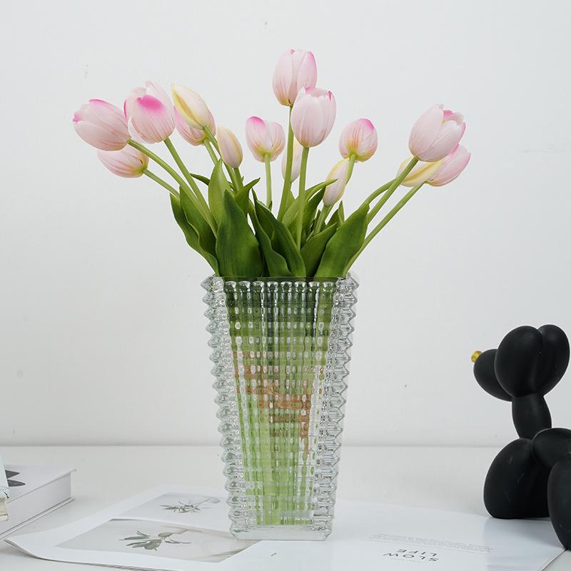 Simulation 5 sticks tied soft silicone tulip fake flower living room tabletop ornament decorative fake flower