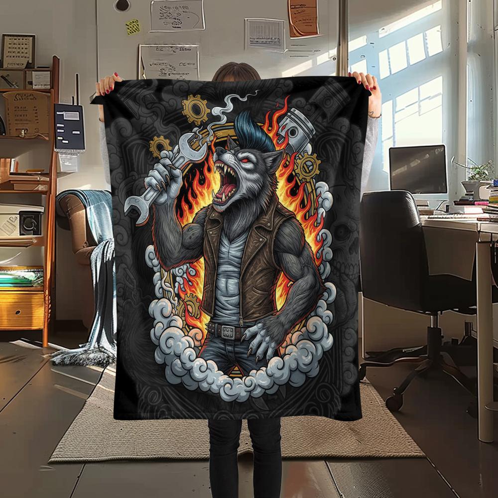 Street dark gorilla wolf truckPrint Flannel Blanket,High quality Comfortable for All Seasons,Home Decor,Warmth and Comfort,Perfect for Christmas Gifts
