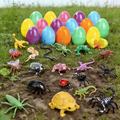 24 Peças Ovos de Páscoa Pré-enchidos Lembrancinhas Ovos com Brinquedos de Insetos e Rãs Dentro Enchimentos para Cesto de Páscoa para Caça aos Ovos Presentes para Crianças e Bebês
