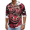 Men's Halloween Long Sleeve Button Down Shirt with Collar Casual for Holiday Parties