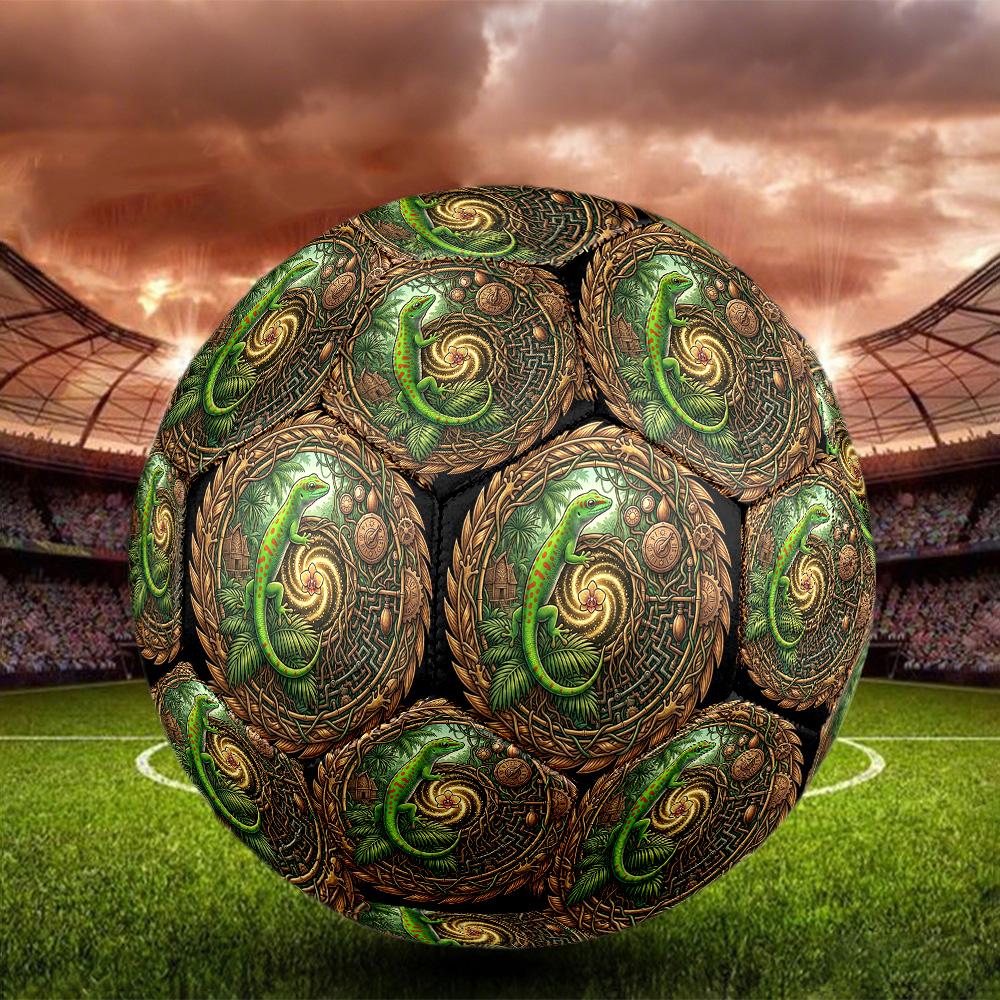 Steampunk Gecko Jungle Round Football Size 5 Adult Ball Suitable for Training Matches and Outdoor Team.
