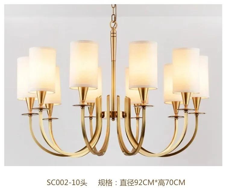 American Rural Ceiling Chandelier Lights Nordic Living Room Copper Pendant Lights Chinese Restaurant Bedroom Kitchen Lighting
