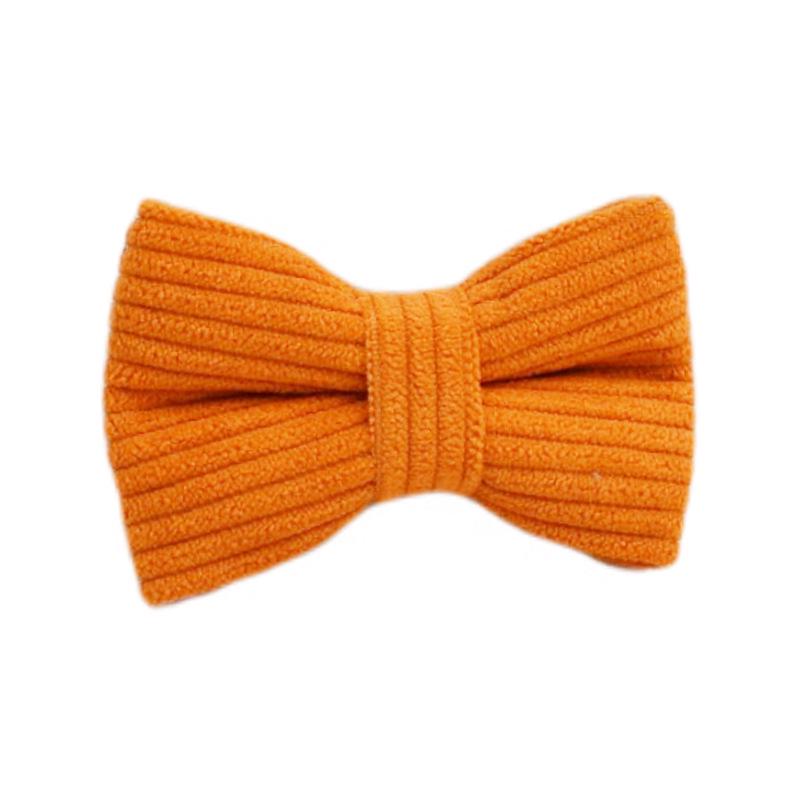 Orange Corduroy Cat Collar Set with Bell and Bow Tie Small