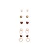 Elegant Retro Geometric Earrings Set: Silver Needle with Diamond, Pearl, and Drip Oil Details