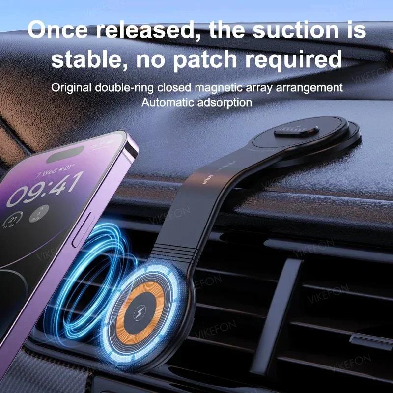 N52 Wireless Magnetic Car Charger For iPhone 14 15 16 13 12 Samusng S24 Fast Charging Bendable Memory Alloy Phone Holder