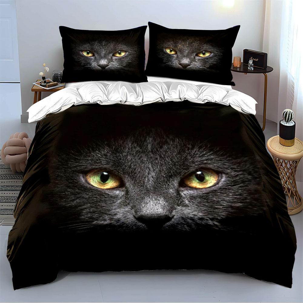 Black Cat Eyes Bedding Set Bedding Duvet Cover Set Duvet Cover Pillowcases (1 * Duvet Cover 2 * Pillowcases, Without Duvet Insert)