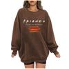 Women's Fashion Casual Long Sleeve Letter Printed Loose Round Neck Pullover Shirt