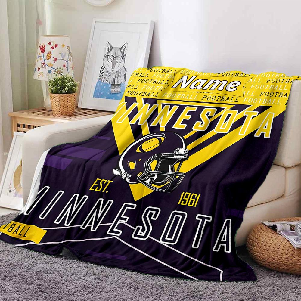 Minnesota Football Established 1961 Team Spirit Lightweight Customizable Blanket Customize Text Ultrasoft Perfect For Sofa Couch Office Bed Picnics