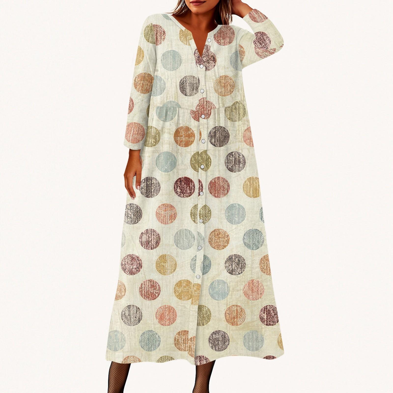 

Женское модное платье-рубашка свободного кроя с принтом, круглым вырезом и рукавами семь четвертей на пуговицах XXL хаки