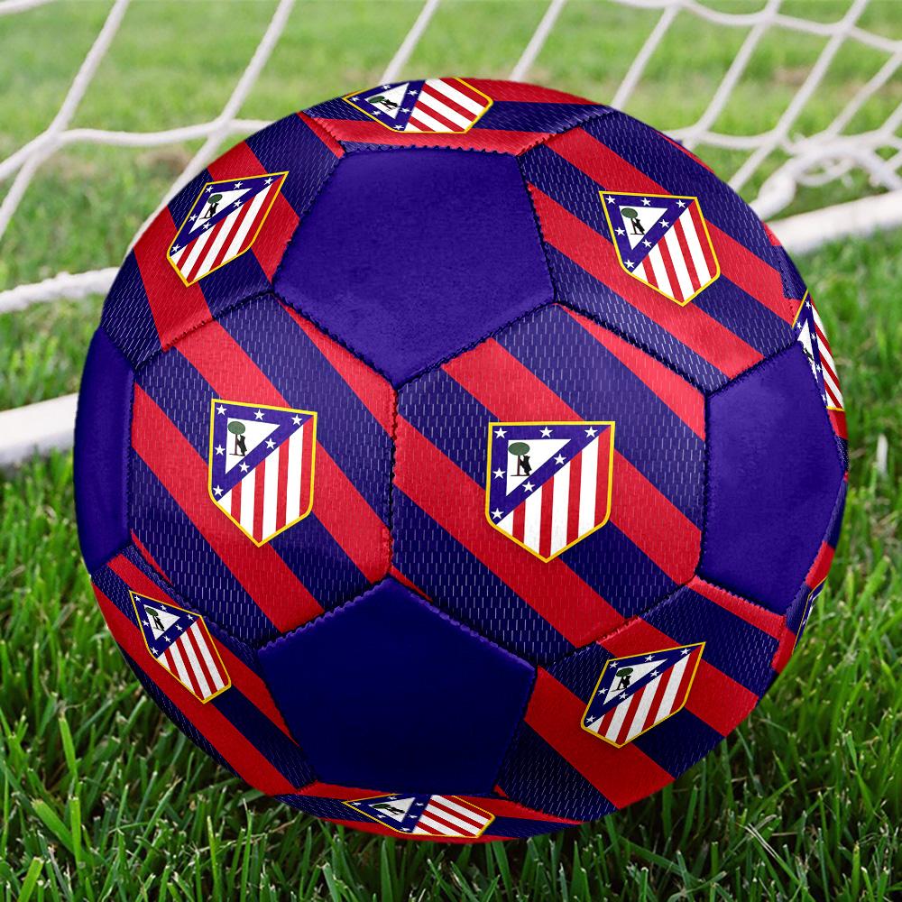 Pallone da Calcio Indoor Logo Atletico Madrid Colorato Per Tutte le Età Misura 5 Cucito a Macchina PVC Pronto per la Competizione Resistente Alta Rimbalzabilità