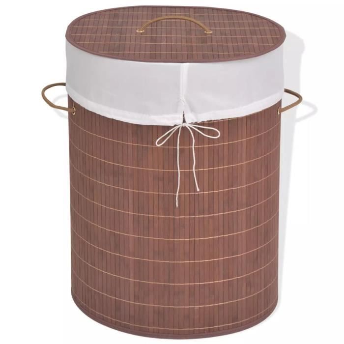 VidaXL Panier à linge ovale Bambou Marron
