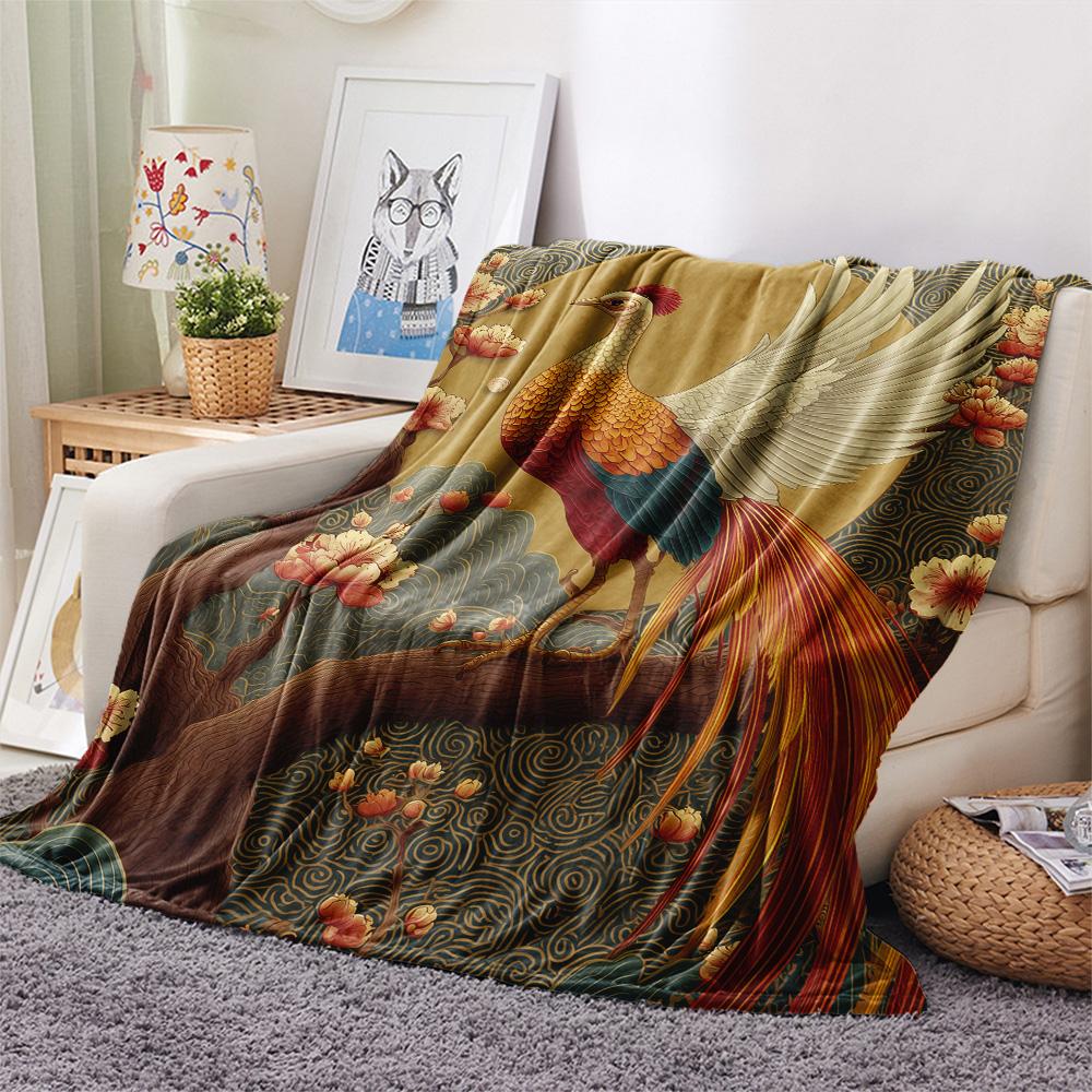 Branch Birds  Print Flannel Blanket, High Quality Comfortable for All Seasons, Home Decor, Warmth and Comfort