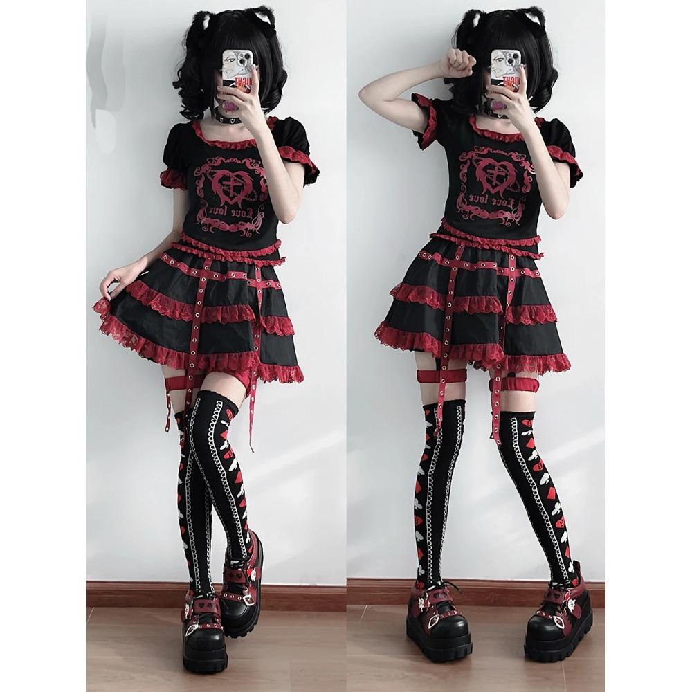 Street Style Dívky Lolita Gothic Platformové Boty, Dámské Poker Joker Klaun Dekorace Boty na Platformě Halloweenský Dárek