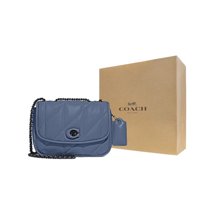 Coach Pillow Madison 24 Quilted Turnlock Chain Crossbody Bag Women Bags Washed-Denim C8560-V5D61