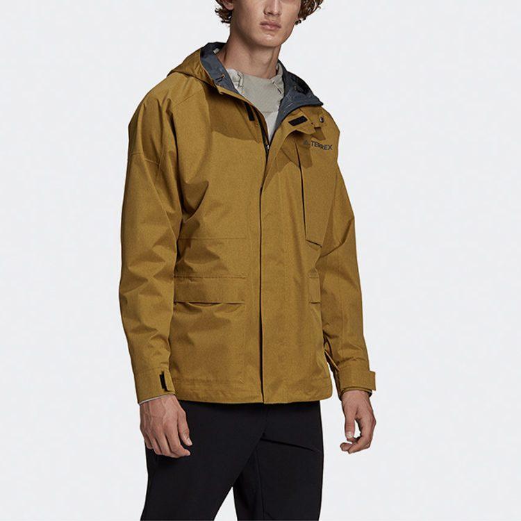 adidas Outdoor Hiking Waterproof And Windproof Windbreaker Jacket Men's Earth Yellow GL7400