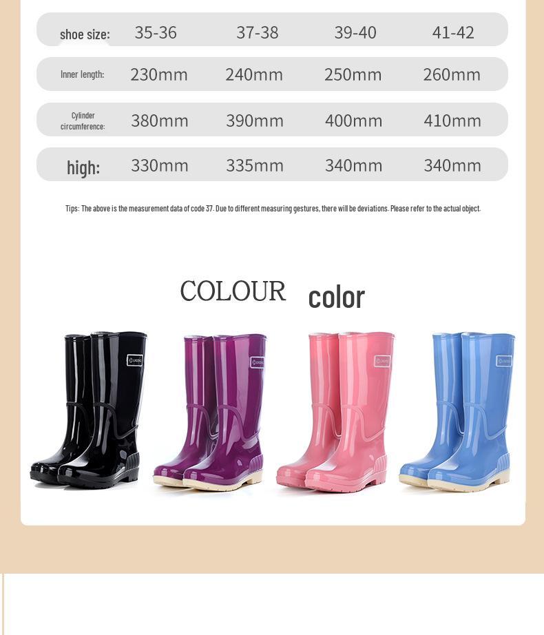 Women's Waterproof High Tube Non-Slip Rain Boots with Warm Velvet Lining - Fashionable PVC Rubber Shoes