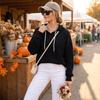 Women's Casual Trendy Hoodie Long Sleeve Color Pullover Sweatshirt