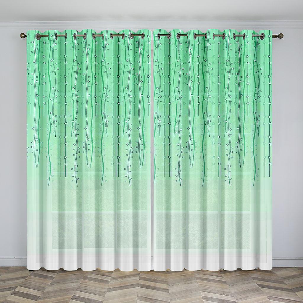 Peacock Rain Window Curtain Panels, Long Panel Curtains for Kitchen, Living Room, Bedroom, Elegant Polyester Decoration