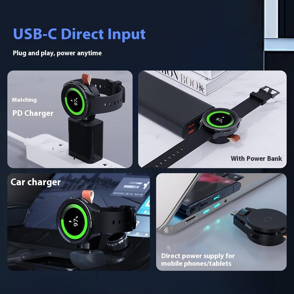 SIKAI Kabelloses Uhrenladegerät für Samsung Galaxy Watch 8/7/6/5 Typ-C Magnetisch Drehbar PD Schnelllade-Dock