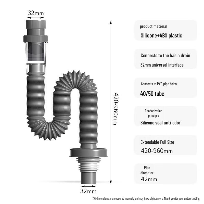 Haili Geruchshemmendes Teleskop-ABS-Waschbecken-Abflussrohr