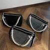 2025 new trend fashion handbag foreign style rhinestone underarm small square bag pearl chain shoulder messenger bag women