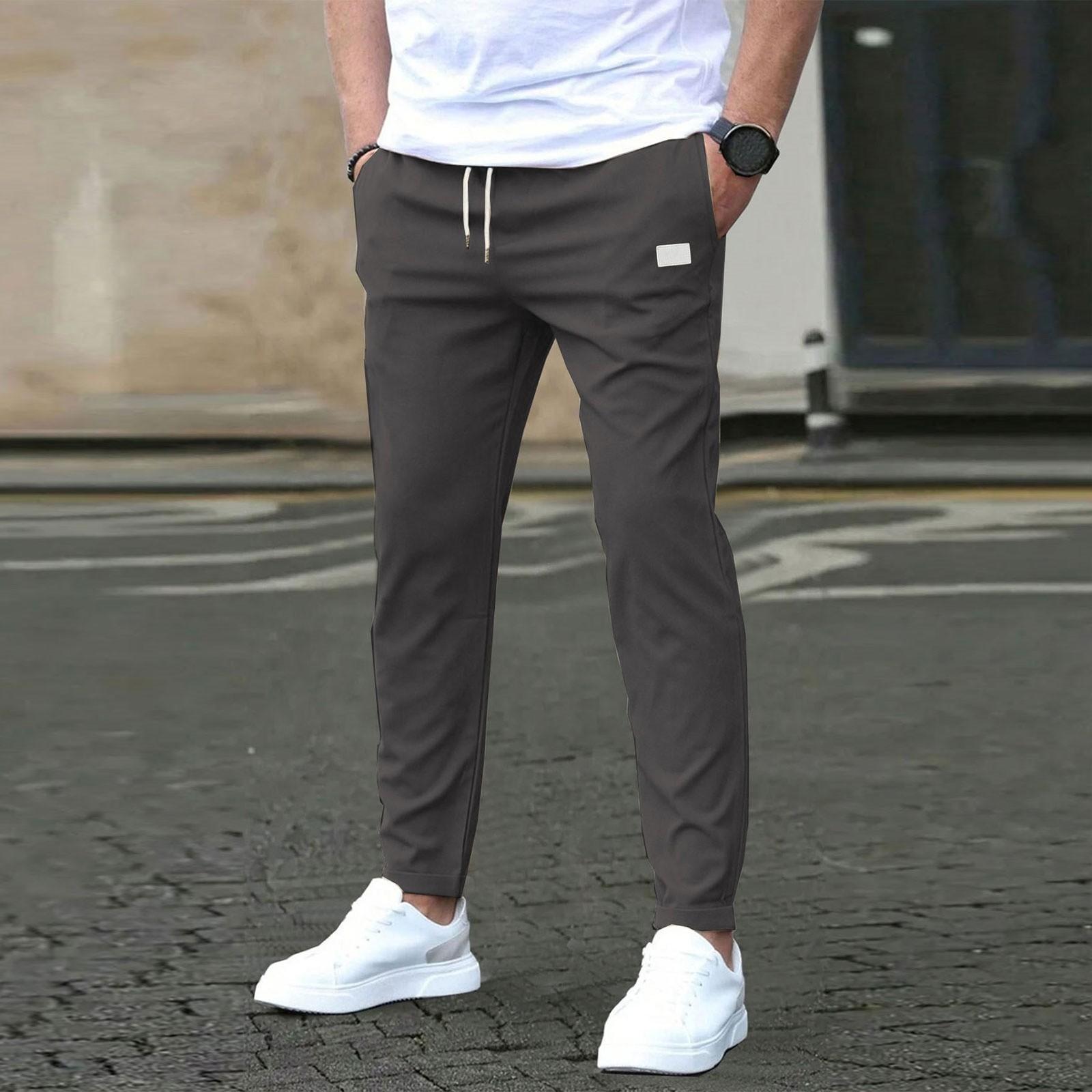 

Повсякденні приталені чоловічі штани з дев’ятьма балками, однотонні повсякденні штани з кишенями L