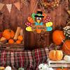 Thanksgiving Decoration Wooden Turkey Pumpkin Door Wreath for Front Door Sign Wall Signs, Thankful Blessed Grateful Pumpkin Sign Hanging for Fall