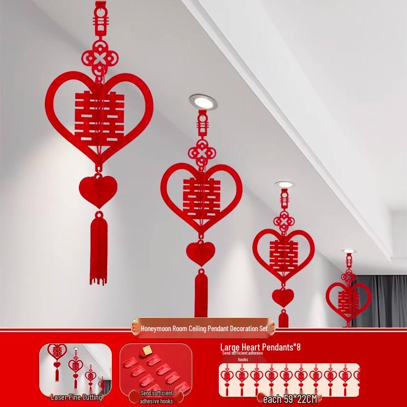 3D Doppel-Glück Hochzeitslaternen zur Dekoration - Hängende Ornamente für Hochzeitszimmer, Wohnzimmerdecke, Seite von Braut & Bräutigam.